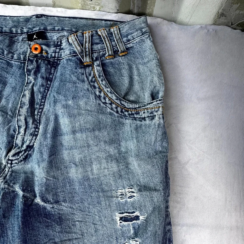 Vintage Jordan Jeans Mens 34x34 Blue Denim Distressed Hip Hop Straight Leg